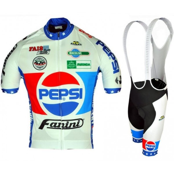 Retro Fanini Pepsi Cola 1988 Fahrradbekleidung Radtrikot Satz Kurzarm+Kurz Trägerhose TQ562