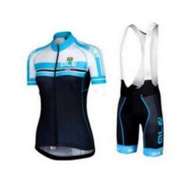 2015 ALE Fahrradbekleidung Satz Fahrradtrikot Kurzarm Trikot und Kurz Radhose blau Schwarz Dame 2 Z5ALS