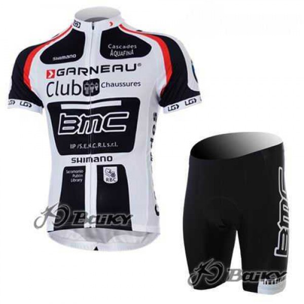 BMC Garneau Teams Radbekleidung Radtrikot Kurzarm und Fahrradhosen Kurz weiß IHHVW