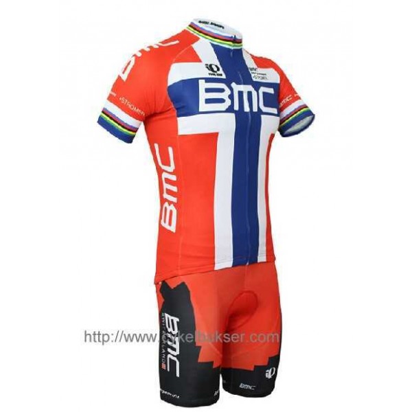 BMC Racing Teams Norwegian Champion Radbekleidung Radtrikot Kurzarm und Fahrradhosen Kurz L1012