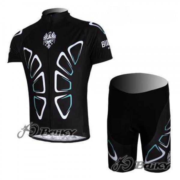 Bianchi Pro Team Radbekleidung Radtrikot Kurzarm und Fahrradhosen Kurz Schwarz HLU28