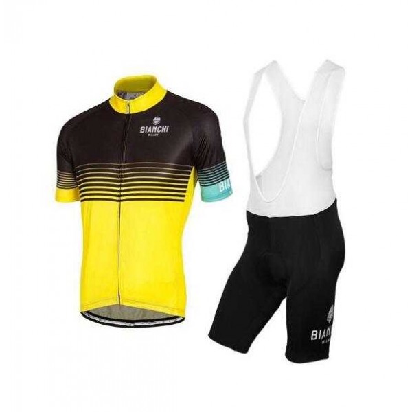 2016-2017 Bianchi Fahrradbekleidung Radteamtrikot Kurzarm+Kurz Radhose Kaufen gelb HF8K1