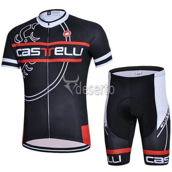 2015 Castelli Fahrradbekleidung Radtrikot Satz Kurzarm+Kurz Radhose Schwarz DIUKH