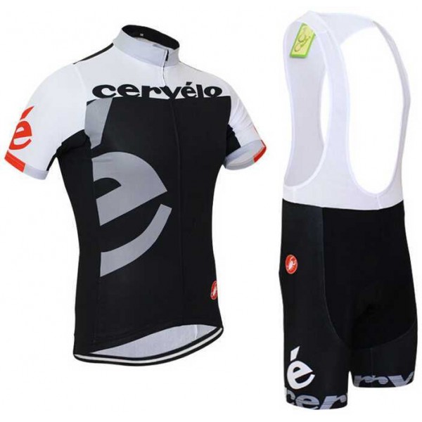 2015 Cervelo Fisshirt Korte Mouw Schwarz gris+Radteam Hose Bib MT29O