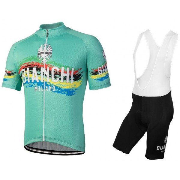 Bianchi Milano Fahrradbekleidung Satz Fahrradtrikot Kurzarm Trikot und Kurz Trägerhose M6KMP