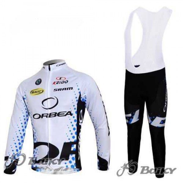 Orbea Pro Team Fahrradtrikot Radbekleidung Langarm+Lang Fahrradhose Bib weiß DH5D4