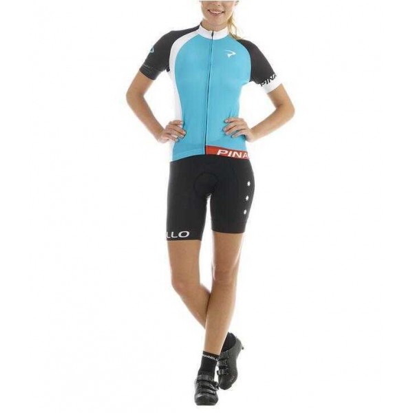 2016 Pinarello Fahrradbekleidung Radtrikot Kurzarm+Kurz Radhose blau Vrouw 0HRB9