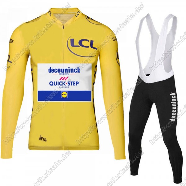 Deceuninck quick step 2021 Tour De France Fahrradbekleidung Radtrikot Langarm+Lang Trägerhose IHDPZ