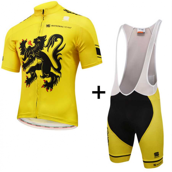 2016 Sportful Fahrradbekleidung Radteamtrikot Kurzarm+Kurz Radhose Kaufen gelb 01 ZQ59Q