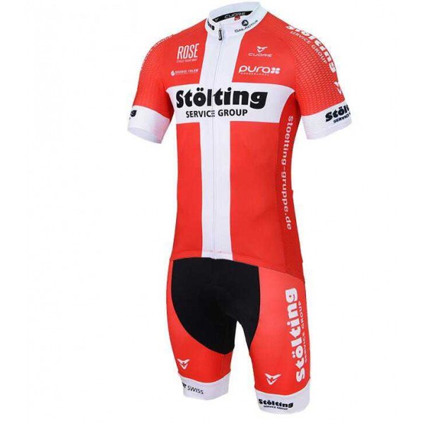 2016 Stolting Radbekleidung Fahrradtrikot Kurzarm und Fahrradhosen Kurz Rot HLTIF