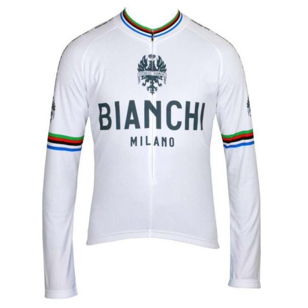 BIANCHI MILANO LEGGENDA Campione del Mondo weiß Fahrradbekleidung Radtrikot Langarm 6JPFH