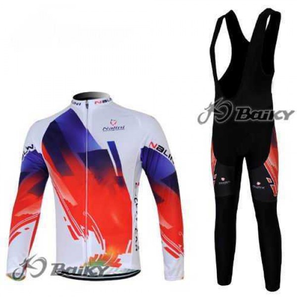 Nalini Pro Team Fahrradbekleidung Set Langarmtrikot+Lange Trägerhose Rot weiß VHLPD